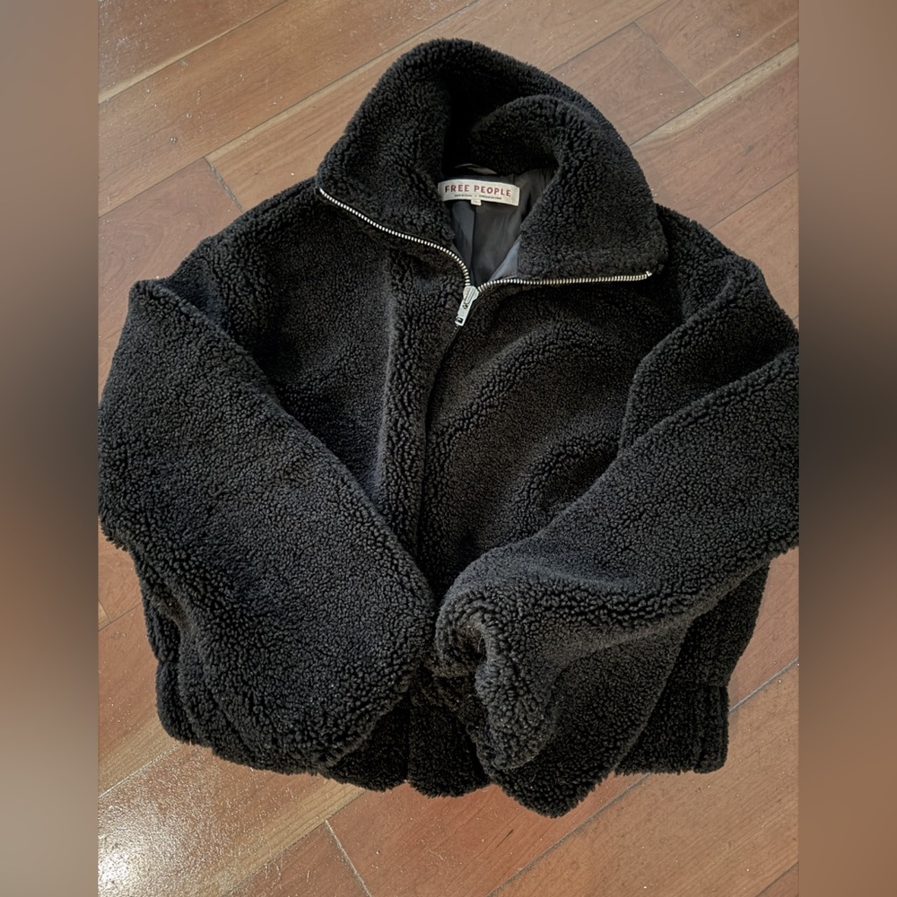 Free People Black Sherpa Jacket